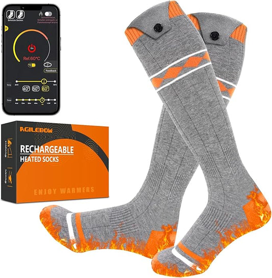 Heated Socks for Men Women,5000mAh Rechargeable Foot Warmer Electric Heating Socks with 3 Heating Settings & App Remote Control Thermal Electric Socks,Warm Socks for Hunting Skiing Camping Hiking