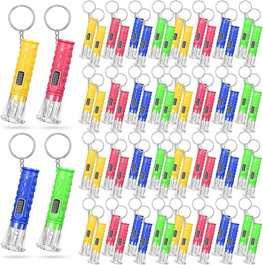 Jexine 100 Pcs Mini Flashlight Keychain Bulk Assorted Colors Torch Keyring Flashlights LED Keychain Flashlights Small Keychain Light Hiking Camping Christmas Party Favors (Classic)