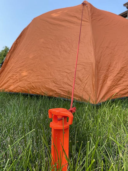 16" 12 PCS Tent Pegs Garden Stakes Durable and Strong Plastic Tent Stakes for Beach Mat, Camping, Hiking, Garden, Landscape Stakes, Orange Stakes UV Resistant