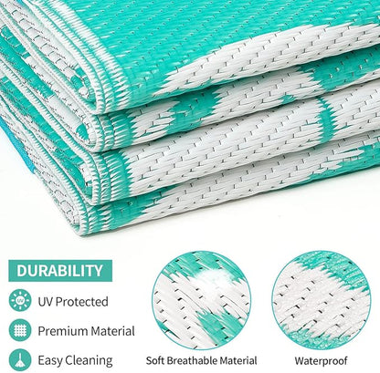 Outdoor Rugs Patio Camping Waterproof - 4x6 Plastic Straw Patio Rug Portable for Campers, Outside RVs Mat, Outdoor Area Carpet for Patios Clearance, Backyard Porch, Balcony, Picnic