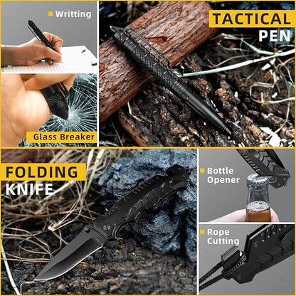 Gifts for Men Dad Husband - Fathers Day Anniversary Birthday Gifts Idea for Him Boyfriend Man - Survival Kit 14 in 1, Survival Gear and Equipment, Fishing Hunting Camping Accessories, Cool Gadgets