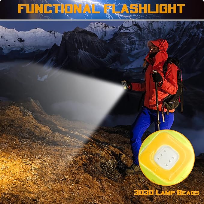 2Pcs COB Small Flashlights, Rechargeable Keychain Mini Flashlight 4 Modes Portable Pocket Magnetic Light with Bottle Opener Hook Window Breaker Wrench Screwdriver Function for Fishing Camping Walking