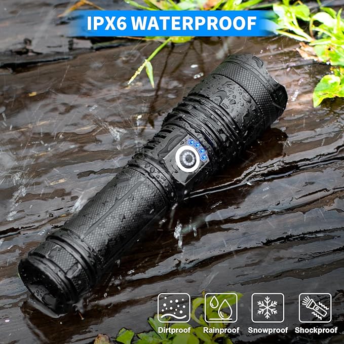 Rechargeable Led Flashlights high lumens, 2 Packs 990,000 Lumen Super Bright Flashlight with 5 Modes, Powerful Waterproof Flash Light for Home,Emergencies,Camping