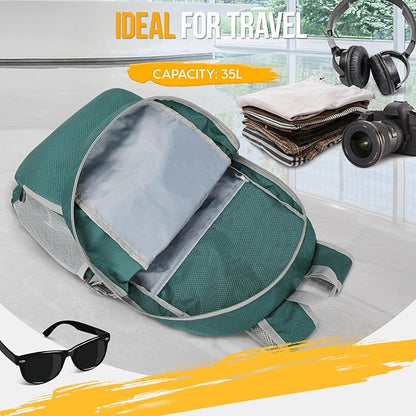 ZOMAKE Lightweight Packable Backpack 35L - Light Foldable Backpacks Water Resistant Collapsible Hiking Backpack - Compact Folding Day Pack for Travel Camping(Dark Green)