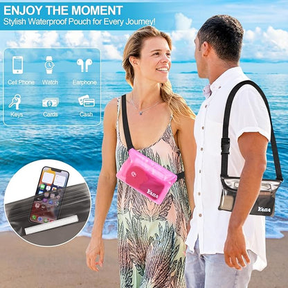 Waterproof Fanny Pack, 2PCS Touchscreen Sensitive Waterproof Phone Pouch, Dry Bag with Adjustable Waist Strap, Water Proof Pouch For Kayaking, Swimming, Boating, Floating, Perfect Beach Essentials