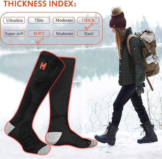 Heated Socks for Men Women, Electric Heated Socks, Battery Heated Socks for Skiing Camping Cycling Hunting Fishing Outdoor Sport Warm Winter