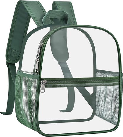 Oraben Clear Backpack for Stadium Events Clear Stadium Backpack 12x6x12 Bag (Enhanced Strap, Forest Green)