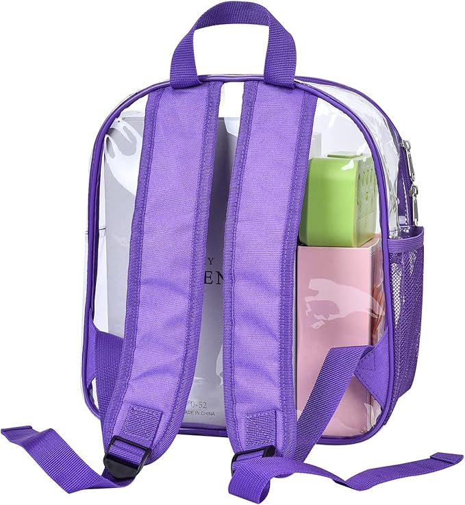 Oraben Clear Backpack for Stadium Events Clear Stadium Backpack 12x6x12 Bag (Enhanced Strap, Purple)