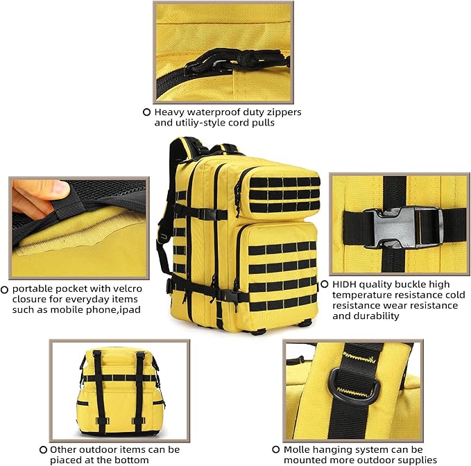 Military Tactical Backpack Army 3 Days Assault Pack Bag Large Rucksack with Molle System Hiking Treeking Rucksack