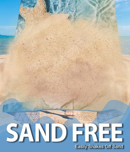 Microfiber Quick Dry Beach Towel – Lightweight Sand Free Oversized X-Large Towel Accessories Travel Must Have Swim Pool Yoga Camping Gear Summer Cruise Ship Compact Sandproof Item Gift Sandy Shore