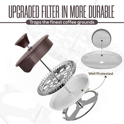 Utopia Kitchen 12 Ounce 0.35 Liter French Press Coffee Maker, Tea Maker, Travel Coffee Presses, Heat Resistant Thickened Borosilicate Coffee Pot for Camping Travel Gifts, Deep Taupe Pack of 1