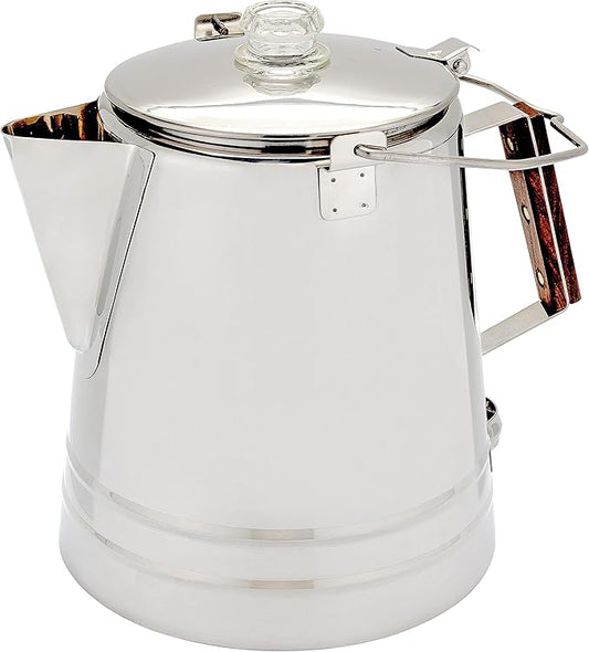 COLETTI Scoutmaster Camp Coffee Pot — Cowboy Coffee Pot, Coffee Percolator Camping – Huge Stainless Steel Coffee Pot – The Ultimate Camping Percolator, NO Aluminum or Plastic [24 Cup]