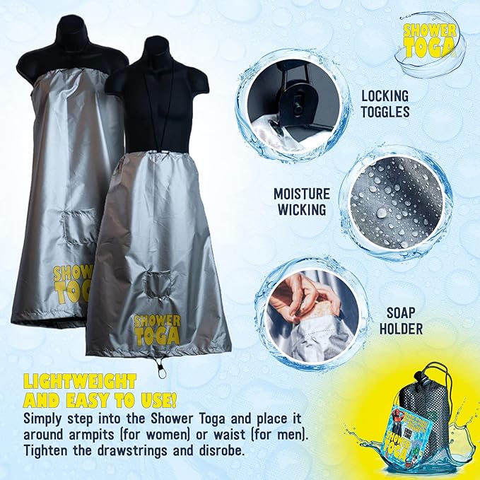 – Wearable Shower Garment, Privacy RV & Camping Shower, Surf Poncho, Shower Tent, or Portable Changing Room