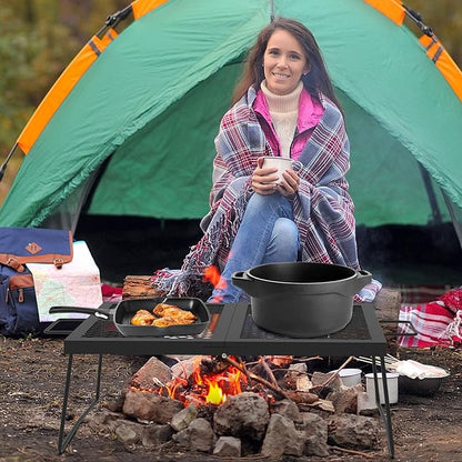 Folding campfire Grill Cooking Racks Campfire Grate Over Fire Pit, Fireplace Cooking Grate Fire grill Grate for Camping, Grill Grate Over the Fire Cooking Equipment Camping Accessories for Outside
