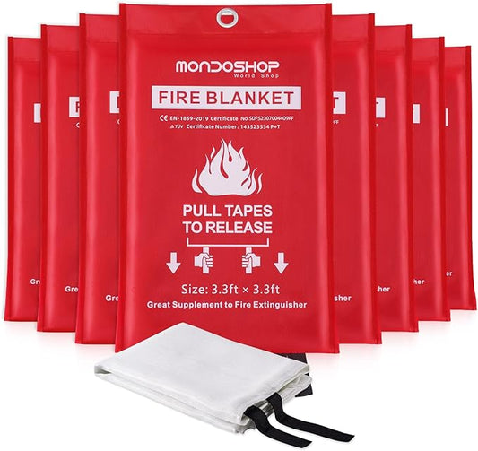 Emergency Fire Blanket for Camping Grill - Mondoshop Fire Retardant Blanket for Home Kitchen - Fireproof Blanket for Picnic, Grill, Car, Office, Warehouse, School, Fireplace