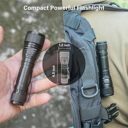 77outdoor Small Flashlight Powerful 1000 High Lumen, S15 Pro USB C Rechargeable Pocket Flashlight with Clip, Super Bright LED, Magnetic Tail Cap for EDC, Camping, Emergency