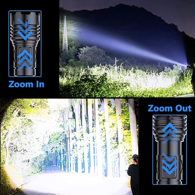 Flashlights High Lumens Rechargeable - 990000 Lumen Led Rechargeable Flashlight with 5 Modes Super Bright Flash Lights USB Powerful Torch Light Waterproof for Home Camping Outdoor