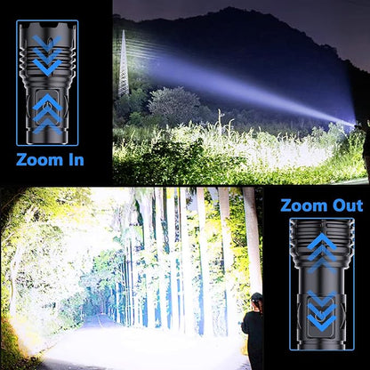 Flashlights High Lumens Rechargeable - 990000 Lumen Led Rechargeable Flashlight with 5 Modes Super Bright Flash Lights USB Powerful Torch Light Waterproof for Home Camping Outdoor