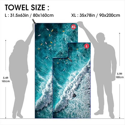 4Monster Microfiber Beach Towel Quick Dry,Super Absorbent Lightweight Travel Towel for Swimmers, Sand Free Camping Towel, Beach Towels for Pool, Swim, Water Sports,Yoga,Gym,Backpacking