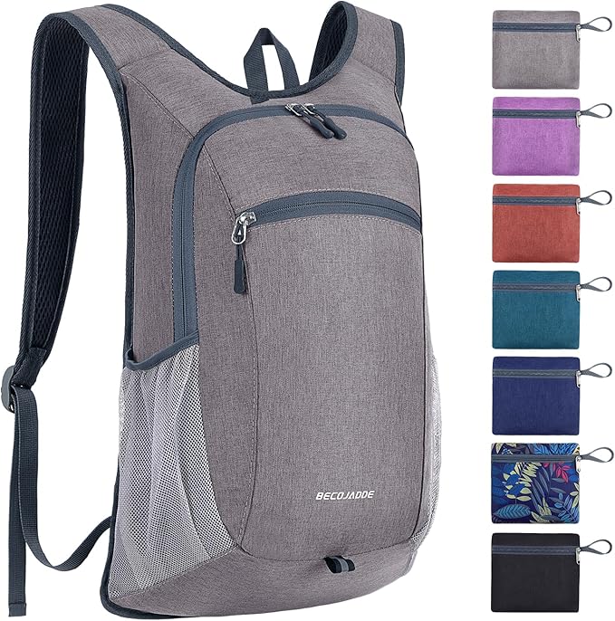 15L Hiking Backpack Small Travel Backpack Lightweight Packable Backpacks Casual Daypack for Women and Men, Light Grey