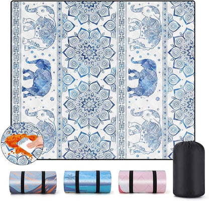Picnic Blankets Beach Blanket 60"x80" Sand Free Waterproof Outdoor Oversized Foldable Park Lawn Mat Camping Necessities Travel RV Supplies Vacation Trip Camp Stuff Camper Couples Gift Ideas