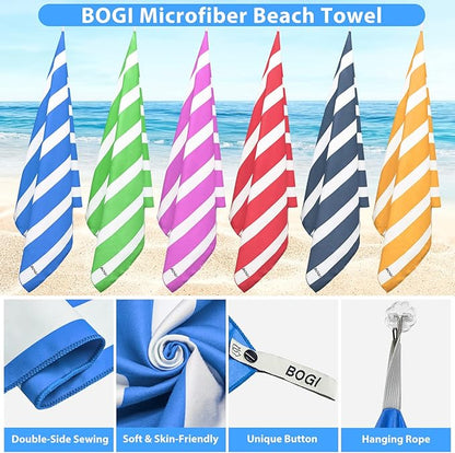 BOGI Microfiber Beach Towel Set,Quick Dry Beach Towel-(Size:L,XL)-Lightweight Absorbent Oversized Travel Towel,Sand Proof Compact Pool Towels for Travel Bath Beach Swim Gym Yoga