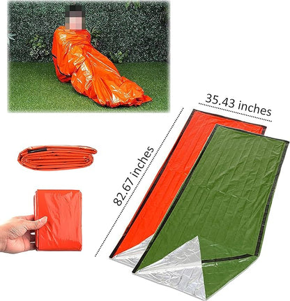Eco-Fused Emergency Sleeping Bags, Blankets, Tents, and Survival Whistles - Weather Resistant Thermal Outdoor Survival Supplies Essentials - Suitable for All Ages - Camping, Hiking, Climbing