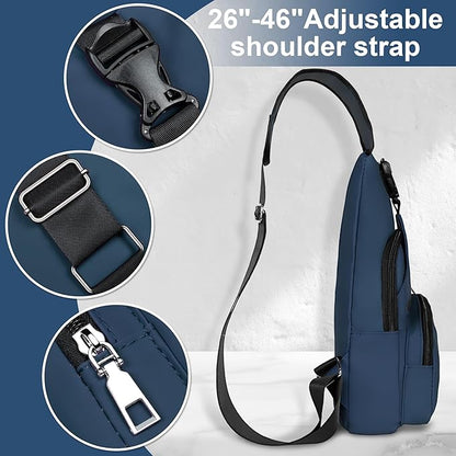 Sling Bag for Women Mens Crossbody Bag, Chest Bag Sling Backpack with USB Charging Port for Walking Hiking