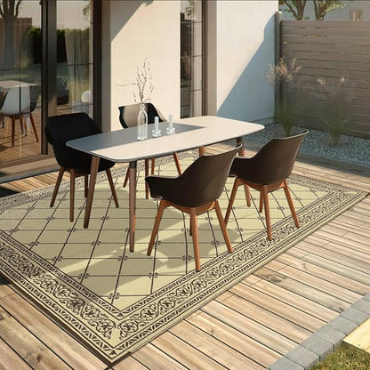 HiiARug Reversible Patio Floor Mat 5x8 Plastic Straw RV Camping Rug Reversible Large Mats for Outdoor, Patio, Backyard, Deck, Picnic, Beach, Trailer, Camping (Brown)
