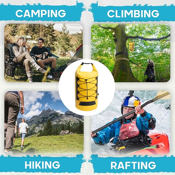 20L Bear Food Bag Hanging System, IPX 6 Grade Waterproof Leakproof Bear Bag Kit for Camping Hiking, Pulley System with Survival Ropes, Clips, Rock Pouch