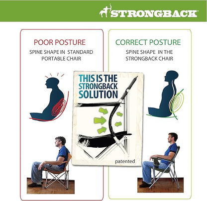 STRONGBACK Director with Innovative Lumbar Back Support Heavy Duty Camping Chair with Side Table