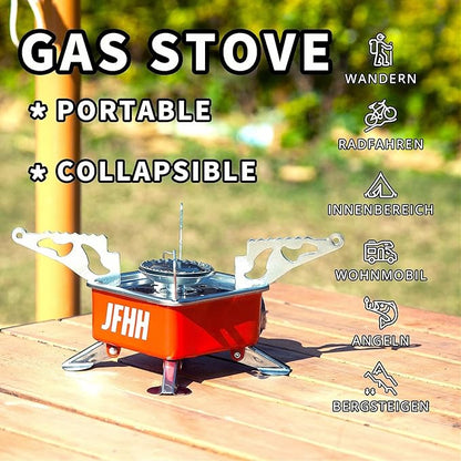 Camping Stove Portable Camping Stove, Upgraded Portable & Foldable High-Efficiency Gas Stove, Ultra-Mini Design for Versatile Outdoor Scenarios Including Hiking, Camping, and Road Trips
