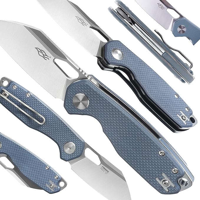 Firebird GANZO FH924-GY Ball Bearing Pocket Folding Knife Wharncliffe D2 Steel Blade G10 Anti-Slip Handle with Clip Camping Hunting Fishing Folder Outdoor EDC Pocket Knife (Gray)