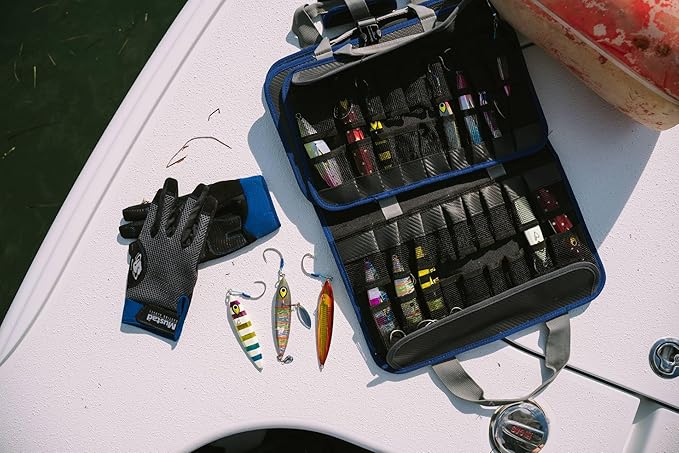 Mustad Jig Bag, Water-Resistant 500-Denier Tarpaulin, Velcro Strap Closure, Practical Outer Mesh Pocket