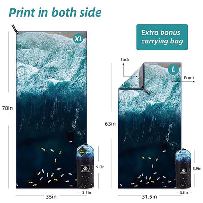4Monster Microfiber Beach Towel Quick Dry,Super Absorbent Lightweight Travel Towel for Swimmers, Sand Free Camping Towel, Beach Towels for Pool, Swim, Water Sports,Yoga,Gym,Backpacking