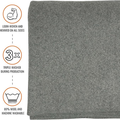 Arcturus Military Wool Blanket - Warm, Thick, Washable - Great for Outdoors, Camping, Stadium Blanket, Picnics, Travel - Car & Bushcraft Survival Kits, Large 64in x 88in 4.5 lb