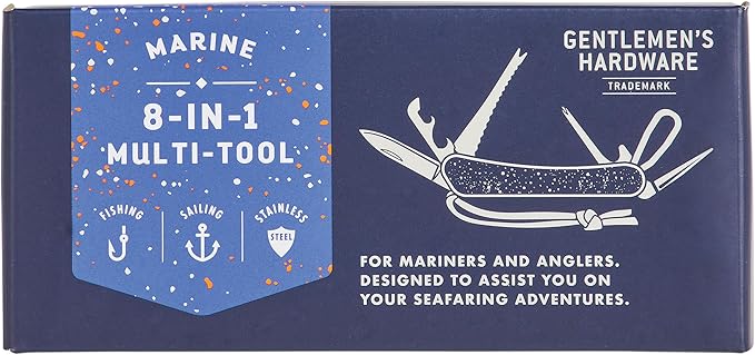 Gentlemen's Hardware - 8-in-1 Marine Multi-Tool, Great for Fishing, Camping, & Other Outdoor Activities, Stainless Steel, Versatile, Compact & Convenient