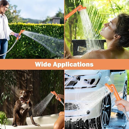 Portable Shower for Camping, Rechargeable Camping Shower Pump with 5 Gallons Collapsible Bucket & LED Light, Electric Outdoor Camp Shower Portable Shower Pump Camping Hiking (5.9 ft Hose)