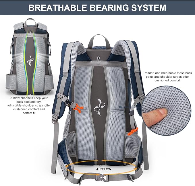 MOUNTAINTOP 40L Hiking Backpack Travel Daypack with Rain Cover for Outdoor Backpacking, Camping