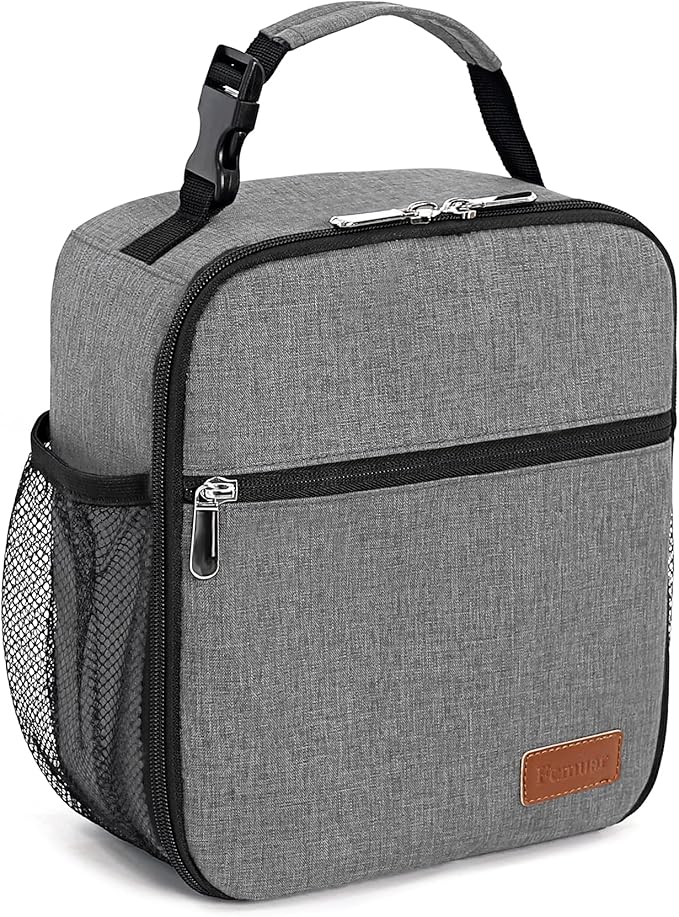 Femuar Lunch Box for Men Women Adults Small Lunch Bag for Office Work Picnic - Reusable Portable Lunchbox, Grey