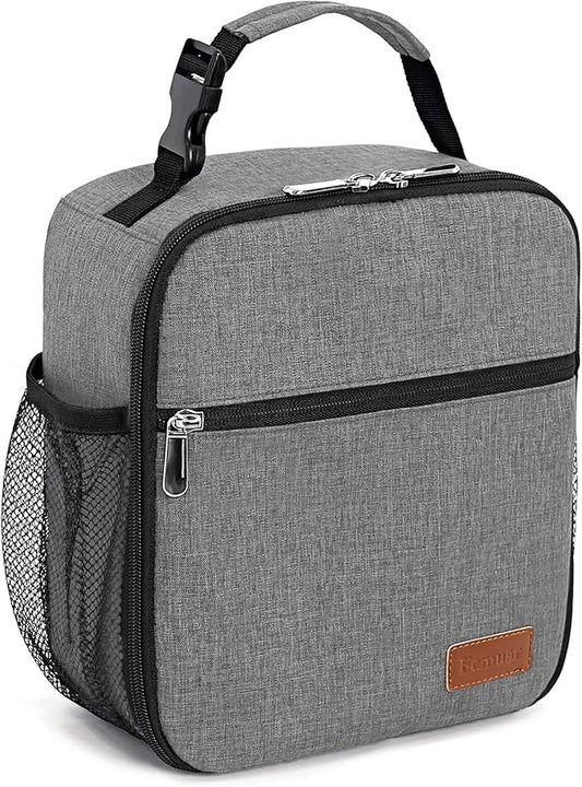 Femuar Lunch Box for Men Women Adults Small Lunch Bag for Office Work Picnic - Reusable Portable Lunchbox, Grey