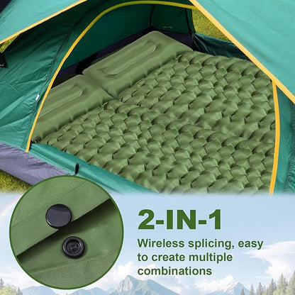 Sleeping Pad for Camping - Ultralight (1.9lbs) Inflatable Camping Mattress with Built-in Pillow & Foot Pump, 4" Thick Compact Air Pad for Backpacking, Hiking, Traveling, One-Second Deflation