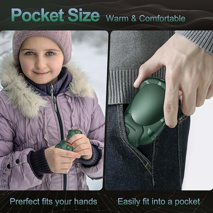 Hand Warmers Rechargeable 2 Pack, Chameleon-Shaped Electric Hand Warmers, Up to 20 Hrs Portable Reusable Pocket Heater Gift for Men, Women, Christmas, Outdoor, Camping, Golf