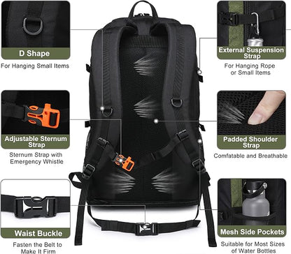 Hiking Backpack, 30L/40L/50L Expandable Hiking Backpack for Men and Women, Travel Backpack Flight Approved
