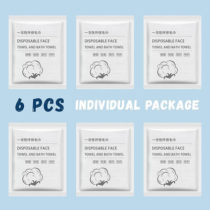 Disposable Bath Towels, 6 Pcs Large Travel Bath Towel 55 * 28 Inches, Travel Essentials Compressed Towel - Portable Disposable Washcloths for Travel Beach Shower Hiking Swim Hotel Camping