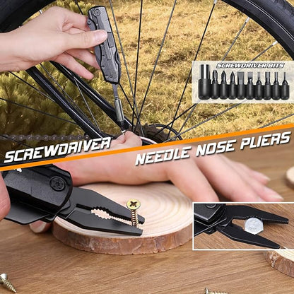 Multitool Pocket Knife Tactical Knife with Blade Saw Plier Screwdriver Folding Built with Full Stainless Steel Perfect Tool for Men Camping Emergency Outdoor Gifts for Men Him Dad Husband Boyfriend