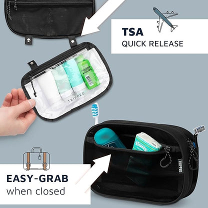 Toiletry Bag Kit Set: Hanging Travel Toiletry Bag + 311 TSA Cosmetic Liquid Bag + Ultralight Accessory Organizer Pouch