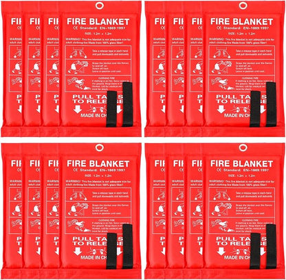 Jerify 16 Pack Fire Blanket for Home Emergency Fire Blanket 47 x 47 Inch Kitchen Fire Suppression Blanket Fiberglass Fire Blanket Flame Retardant Protection and Heat Insulation (Red)