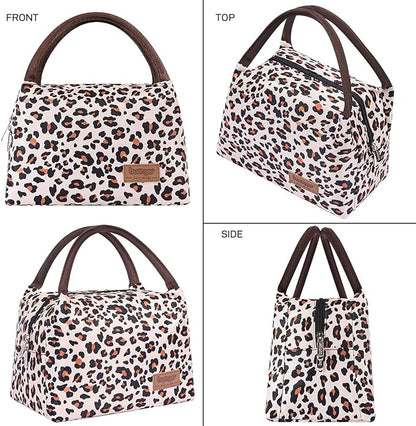 Buringer Insulated Lunch Bag Lunch Box for Women Men Adult Lunch Tote for Work Picnic Travel (Leopard Print)