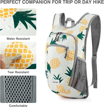 G4Free 10L/15L Hiking Backpack Lightweight Packable Hiking Daypack Small Travel Outdoor Foldable Shoulder Bag(Yellow Pineapple)